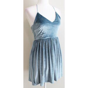 NWT Forever 21 Light Blue Velvet criss-cross back dress